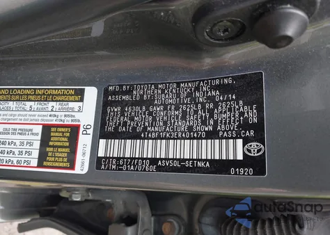2014 Toyota Camry Le from USA, damaged, VIN 4T4BF1FK3ER401470